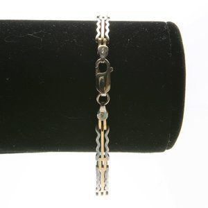 Unique Solid Silver & Gold Italian Chain Bracelet
